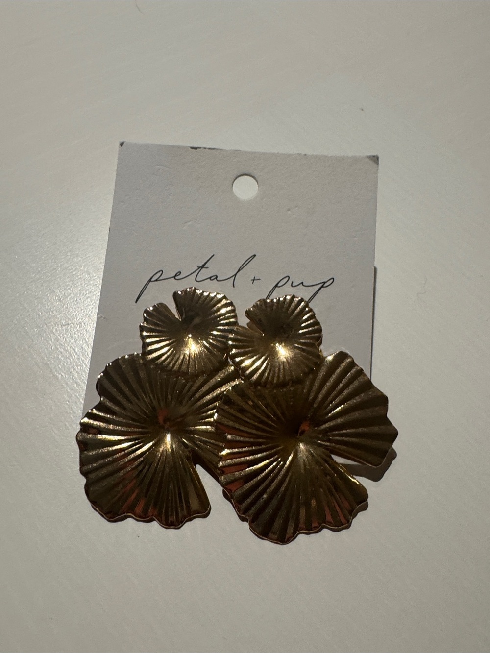 Petal & Pup Delia Earrings Shimmering Gold Layered Floral Earrings